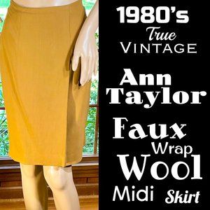 ▪️VTG▪️ANN TAYLOR▪️1980s Faux Wrap Wool Midi Skirt